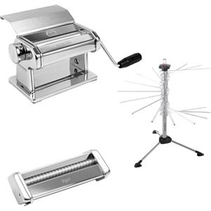 Marcato Set Preparazione Pasta, Macchina per la Pasta Atlas 150 Slide + Essiccatore + Accessori Fettuccine, Taglioni e Bigoli, Accessori per Cucina, Made in Italy.
