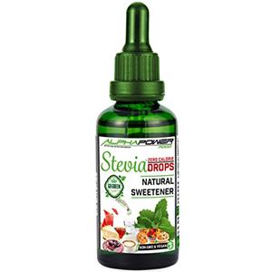 ALPHAPOWER FOOD Stevia pura 100%, dolcificante liquida - Gocce, naturale & vegan - Ingredienti naturali 1x 100ml, senza zucchero - dietetico & zero calorie, polvere alternativo