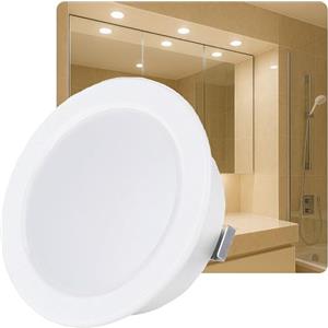 Sweet Led Faretto da incasso piatto, 12 V, IP44, 3,5 W, LED 3000 K, faretto da incasso rotondo, ultra piatto, per ambienti umidi, mobili, da incasso, per bagno, temperatura colore bianco caldo, bianco