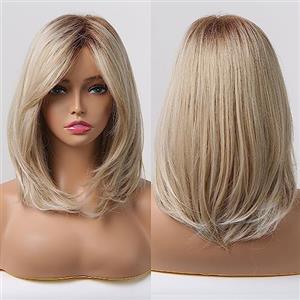 Allbell Parrucche bionde ombre con frangia spalle lunghe bob parrucche per le donne