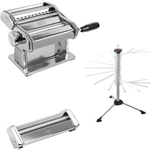 MARCATO Set Preparazione Pasta, Macchina per la Pasta Atlas 150 + Essiccatore + Accessori Fettuccine, Taglioni e Bigoli, Accessori per Cucina, Made in Italy.