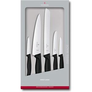 Victorinox Swiss Classic, set coltelli da cucina (5 pezzi) in confezione regalo, con lame in acciaio inox, nero