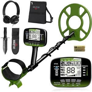 DR.ÖTEK Metal Detector, Leggero Rilevatore di Metalli Set per Adulti e Bambini, DISC, Pinpoint, All Metal, 3 Esclusiva Modalità Terreno, Alta Precisione, Ampio Display LCD, Verde