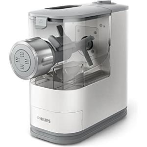 Versuni Philips Macchina per la Pasta - Completamente Automatica, con Auto Pesatura, 4 Trafile, Bianco/Champagne (HR2345/19)