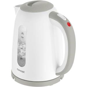CONCEPT Hausgeräte RK2335 - Bollitore elettrico in plastica senza fili, 3D, design moderno, disponibile in 6 colori, 1,7 l, 2200 W, colore: Grigio
