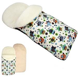 rawstyle sacco nanna, * beige + gufo $4 * piede coprigambe invernale per ovetto, P. es. Maxi-Cosi, Römer, Passeggino o Buggy ecc., nuovo coprigambe lana d' agnello gufi