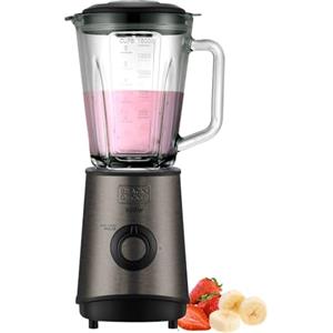 BLACK+DECKER - Frullatore in Vetro 800W | 1,5L | 4 Lame in Acciaio Inox Alta Resistenza | Multi-Velocità + Funzione Pulse | Tritaghiaccio | Bicchiere Dosatore | Lavabile in Lavastoviglie