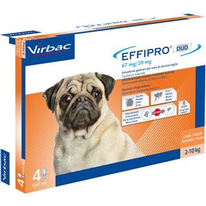 Virbac Effipro Duo Antiparassitario Spot-On per Cani 2-10 kg - 4 Pipette con Fipronil e Piriproxifene