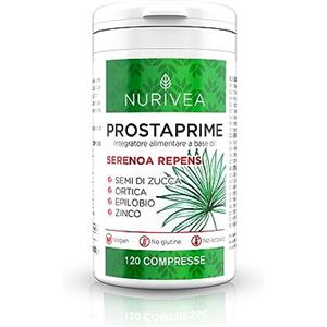 NURIVEA Serenoa Repens per la Prostata Integratori Saw Palmetto 360 Mg con Zinco Estratto di Ortica Epilobio Semi di Zucca 120 Compresse Made in Italy