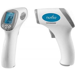 Nuvita 2091C | Termometro Febbre Digitale Infrarossi Frontale Professionale | Allarme Sonoro e 3 Colori | Approvato CE e FDA | Termometro Senza Contatto per Neonati, Bambini e Adulti | Marchio EU