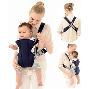 Xiuyer Marsupio Neonati, Xiuyer Ergonomico Regolabile Portantina Bebè Multiple-posizioni Baby Carrier per Neonato e Bambino fino a 10kg Blu Scuro, Marsupio Neonati