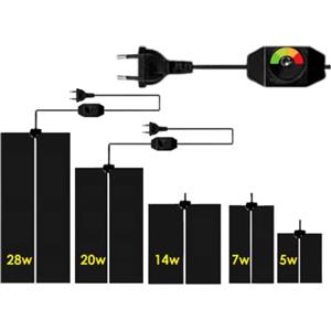 ReptilHábitat Tappetino riscaldante 5W, 7W, 14W, 20W, 28W, 35W, 45W con termostato e Temperatura Regolabile. Ideale per Tartarughe, lucertole, Serpenti, Pulcini. per terrari e Serre