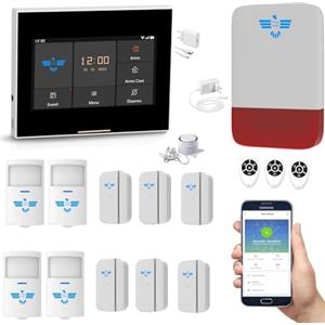 ITALIAN ALARM - Allarme Antifurto Casa WiFi Senza Fili, Kit Antifurto Wireless con Sirena Esterna, Supporta Sim 4G e App Smart, Sistema di Sicurezza Domestica Completo e Configurato, Assistenza Italia