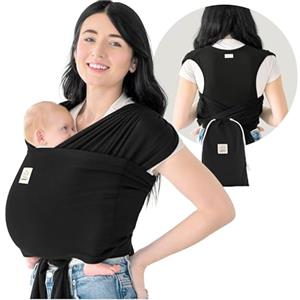 KeaBabies Fascia Porta Bebè D-Lite - Facile Da Trasportare, Fascia Porta Bebè Regolabile, Fascia Porta Bebè Da Neonato A Bambino, Porta Bebè Ad Anello, Fascia Portabebè Ad Anello (Trendy Black)