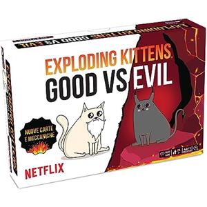 Asmodee Exploding Kittens Good vs Evil - Gioco da Tavolo Strategico per 2-5 Giocatori, 7 Anni, con Nuove Regole e Gatti