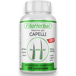 fitoherbal Biotina Capelli, Integratori per Capelli tripla azione per la Crescita, Migliora Aspetto Cutaneo Viso, Ridona Forza Resistenza alle Unghie. Integratore Capelli Donna e Uomo. Trattamento per 4 Mesi