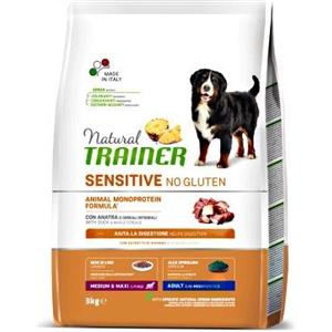 Natural Trainer Sensitive No Gluten Crocchette con Anatra per Cani Adulto Medium/Maxi - Sacco da 3 kg