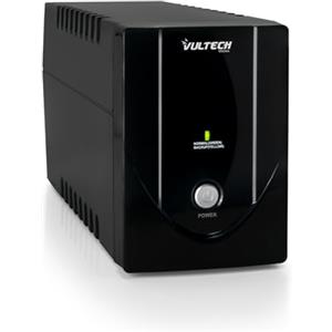 VulTech UPS650VA-LITE Gruppo di continuità UPS Serie Lite 650VA 360Watt, 2x Bipasso 10-16A/Schuko + 1x IEC13, Funzione Overload, Protezione da Blackout, sbalzi di tensione per Pc, videosorveglianza