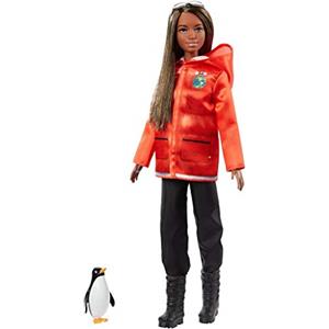 Barbie Carriere, Biologa Marina, Bambola Bruna con Pinguino, Ispirata da National Geographic, Giocattolo per Bambini 3 + Anni, GDM45