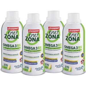 Enervit, Enerzona Omega 3 RX 270 x4 Capsule da 1g Senza Ritorno di Gusto, Integratore Omega 3 IFOS, Acidi Grassi per Cuore Vista Cervello, Olio di Pesce Omega 3 1000mg Capsule, Fish Oil Senza Glutine