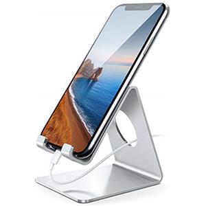 Lamicall Supporto Telefono, Dock Telefono - Universale Supporto Cellulare Scrivania per iPhone 17 Pro Max, 16 15 14 13 12 Pro Max, XS XR X 8 7 6 6S, Huawei, Samsung S10 S9 S8, Smartphone - Argento