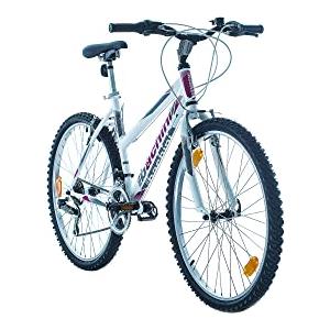 Multibrand Distribution Multibrand, PROBIKE 6th SENSE, 460mm, 26 pollici, Mountain Bike, 18 velocità, anteriore e posteriore Set parafango, per le donne, bianco-rosa (Bianco blu, 18 pollici)