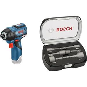 Bosch Professional GDR 12V-110 10.8V Avvitatore a Massa Battente a Batteria, Ioni di Litio, 10.8 V, Solo, karton / 06019E0002 + 2608551079 - Chiavi a bussola 6,7,8,10,12,13mm: 50mm: set, nero