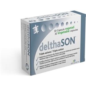 Deltha Pharma Delthason Integratore Alimentare Naturale di Valeriana, Passiflora e Melatonina per Favorire l'Addormentamento e la Qualità del Sonno - 30 caps