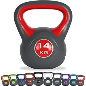 MSPORTS Kettlebell 2 - 20 kg con poster di esercizi (14 kg - rosso)