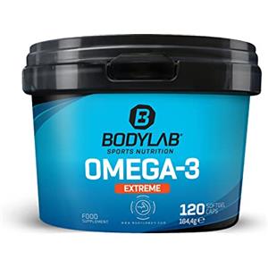 Bodylab24 Omega-3 Extreme Capsule, 1000 mg di Acido Eicosapentaenoico (EPA) e 500 mg di Acido Docosaesaenoico (DHA), con preziosi acidi grassi come trigliceridi