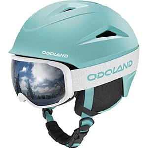 Odoland Kit di Casco Sci con Maschera, Casco Snowboard con Occhiali Sci per Uomini Donne e Giovani Unisex, Antiurto e Antivento, Set di Attrezzatura da Sci per Sport Invernali,CM