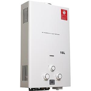 NICCOO GPL Scaldabagno a gas, 16L Caldaia a Gas GPL a Parete, 32KW Scaldabagno istantaneo senza serbatoio con kit doccia,Display a LED,GPL Funzionamento a Propano Butano