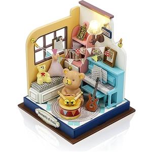 Cuteefun Kit Case in Miniatura da Costruire DIY, Miniature Casa delle Bambole Fai da Te con Mobili, Natale Halloween Regalo di Compleanno(Momento Musicale)