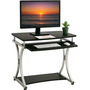 Techly 307308 Scrivania per PC Compatta con Cassetto Estraibile, Nero Grafite Nero