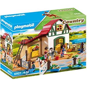PLAYMOBIL Country 6927, Maneggio dei Pony con Animali e fienile, dai 4 Anni