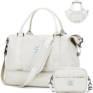 WEPLAN Borsone da Viaggio Donna,45x36x20 Easyjet Borsone da Cabina Ryanair Carry Bag,Borsone Palestra con Scomparto Scarpe e Toilettry Bag,Borsa Sportiva Tote,Borsa a Mare Borsone per uomo e donna,Beige