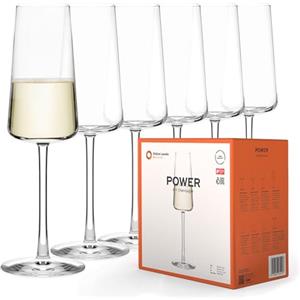 Stölzle Lausitz Bicchieri da Champagne Power Set di 6, 240ml - Eleganti Flûte in Cristallo per Prosecco & Vino Frizzante - Alta Qualità Tedesca - Lavabili e Antiurto