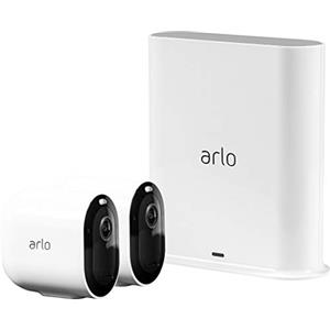 Arlo Pro3, 2 Telecamere di videosorveglianza wi-fi 2K HDR, con faro e allarme, Visione Notturna a Colori, audio, interno ed esterno, Prova Arlo Secure Inclusa, Bianco