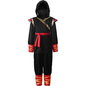 ReliBeauty Ninja Costume bambino Set 2 in 1 di Costumi di Carnevale Halloween Cosplay,5-6 anni