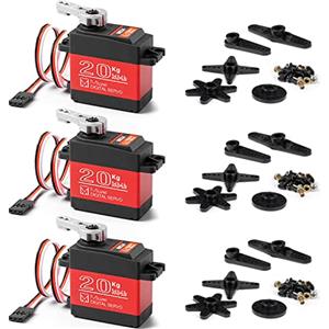 Miuzei Sterzo servo Rc Digital Servo 20 kg 270° impermeabile sterzo con ingranaggio in metallo per auto 1/10 1/8 1/12 modelli, giocattolo aereo robot braccio tarrale auto barca, modellismo (3 pezzi)