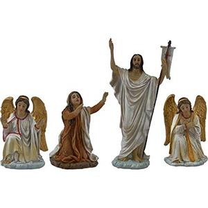 PABEN Set di 4 statue Resurrezione di Gesù in resina Presepe Pasquale cm.14 by Paben
