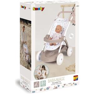 Smoby Passeggino Baby Nurse - Carrozzina per Bambole con Struttura in Metallo, Altezza 58 cm, per Bambole fino a 42 cm