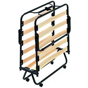 EVERGREENWEB MATERASSI & BEDS Evergreenweb - Brandina Pieghevole 80x190 cm - Rete Singola a Doghe in Legno Naturale di Faggio + Ammortizzatori, sostegno più flessibile - Ortopedica, 4 Ruote ANTIGRAFFIO Smontabili, Struttura portante interamente in Ferro …