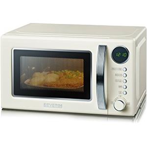 SEVERIN MW 7892 Forno microonde Retrò 700 W da 20 L con grill 1000 W, Microonde piccolo con 8 programmi automatici e 5 livelli, Microonde da tavolo con timer e display digitale, Crema