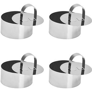 Daelesr 4 Pezzi Anelli per Mousse, Coppa Pasta Tondo, Anello Dessert Tondo, Coppapasta Professionali, Stampi per Torte in Acciaio Inox, Strumento di Pasticceria per Crostate Biscotti 8cm