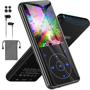 Ruizu 64GB Lettore MP3 Bluetooth, HiFi Music Lossless Sound, custodia in metallo con altoparlante HD incorporato, pulsante a sfioramento, registratore vocale per sport, espandibile fino a 128GB (64G)