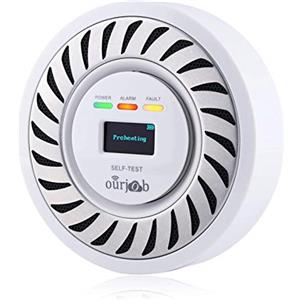ourjob Rilevatori di monossido di carbonio, Sensore elettrochimico Allarme CO, Tester per batterie CO al litio ricaricabile, USB Plug in CO Monitor con display digitale OLED per Home/Garage/Caravan (Bianco)