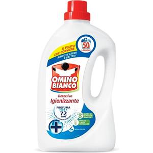 Omino Bianco - Detersivo Lavatrice Igienizzante Liquido, 50 Lavaggi, Igienizza i Capi e Rimuove Germi e Batteri, 2000 ml