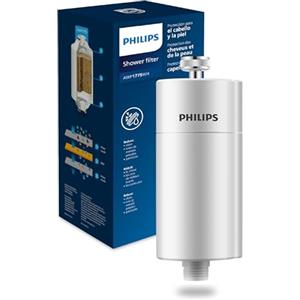 Philips Water Filtro da doccia In-Line, 1 confezione, riduce il CLORO fino al 99%, facile da installare, adatto a tubi e rubinetti standard, Bianco, filtrazione 50.000 L