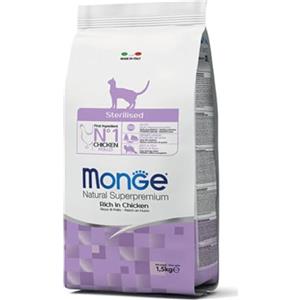 Monge Natural Superpremium STERILISED RICH IN CHICKEN, cibo umido per gatti (a base di pollo, ricco di fibre, senza coloranti e conservanti artificiali, 10 kg)